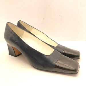 Sacha London Pumps Heels Black Navy Leather Womens 10B Block Heel